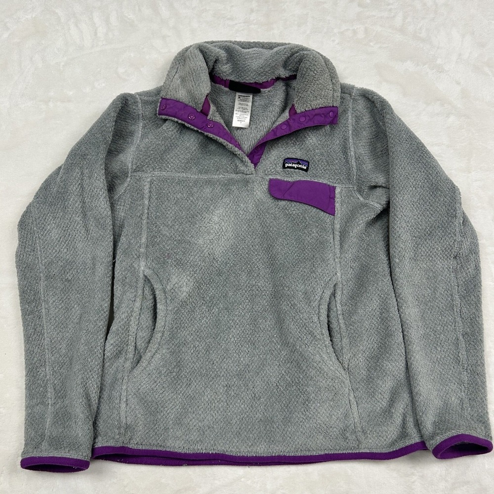 Patagonia Re-Tool Snap-T Pullover Women Small Grey Purple Fleece Jacket 25442